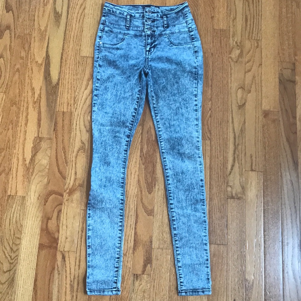 High Waist Acid Wash Skinny Jeans